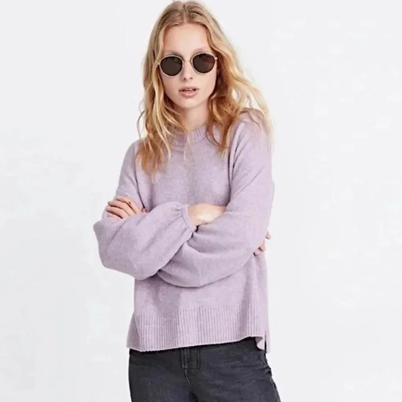Madewell Payton Pullover Sweater in Coziest Yarn Soft Lilac Purple Small - Picture 2 of 11